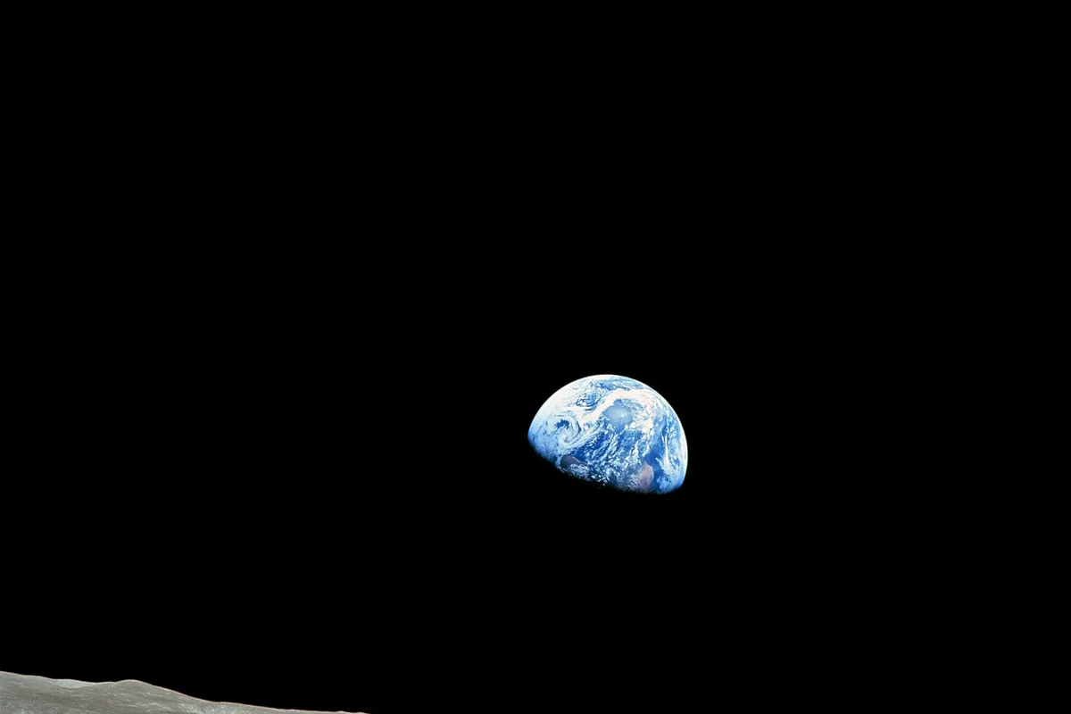 Earthrise seen from lunar orbit, Apollo 8, 1968